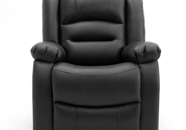 Alva black leather electric power reclining chair with usb port and side pockets