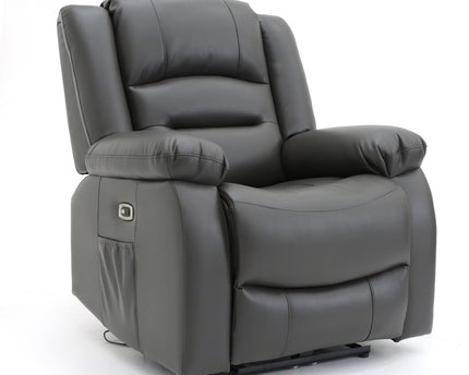Alva grey leather electric power reclining chair with usb port and side pockets