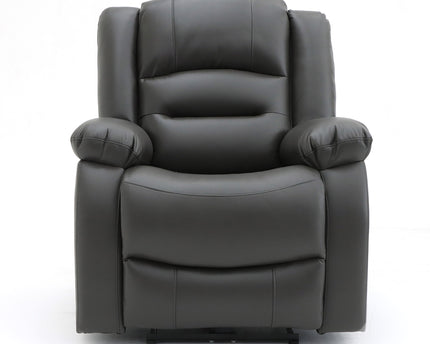 Alva grey leather electric power reclining chair with usb port and side pockets