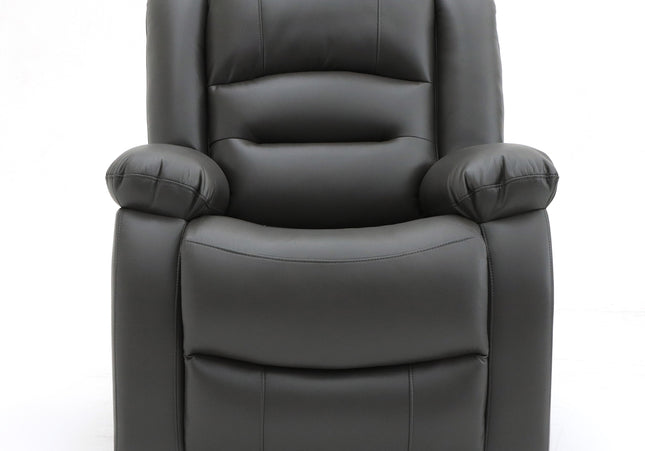 Alva grey leather electric power reclining chair with usb port and side pockets