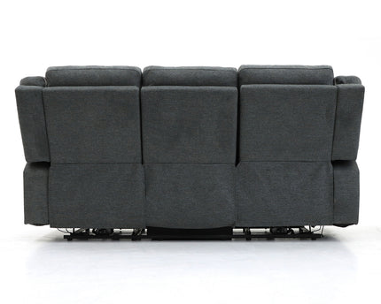 Alva Electric Recliner 3 Seater Sofa In Grey Fabric