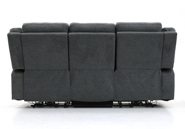 Alva Electric Recliner 3 Seater Sofa In Grey Fabric