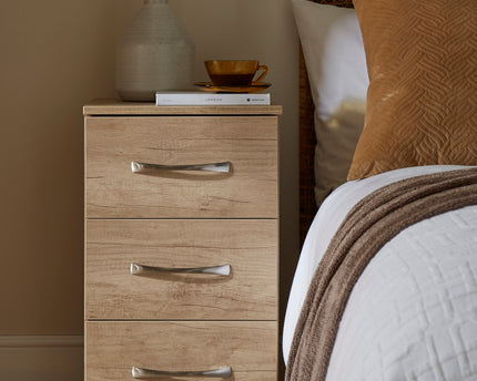 Avon 3 Drawer Bedside Table in Bardolino Oak