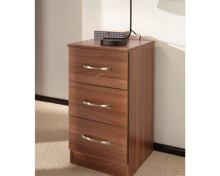 Avon 3 Drawer Bedside Table in Noche Walnut