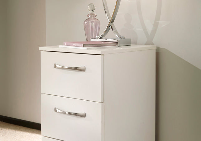 Avon 3 Drawer Bedside Table in White