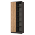 Oak And Graphite / Tall 1 Door Wardrobe With Shelving