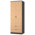 Oak And Graphite / Tall 2 Door With 2 Drawer Wardrobe