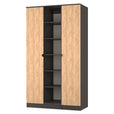 Oak And Graphite / Tall Triple With Shelves Wardrobe