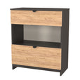 Oak And Graphite / 2 Drawer Deep Chest With Shelf