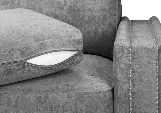 pin button detailing arms, removable cushions