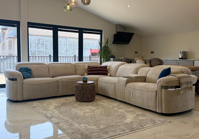 Bicester Large Electric Recliner Corner Sofa – Beige