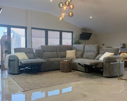Bicester Large Electric Recliner Corner Sofa – Grey