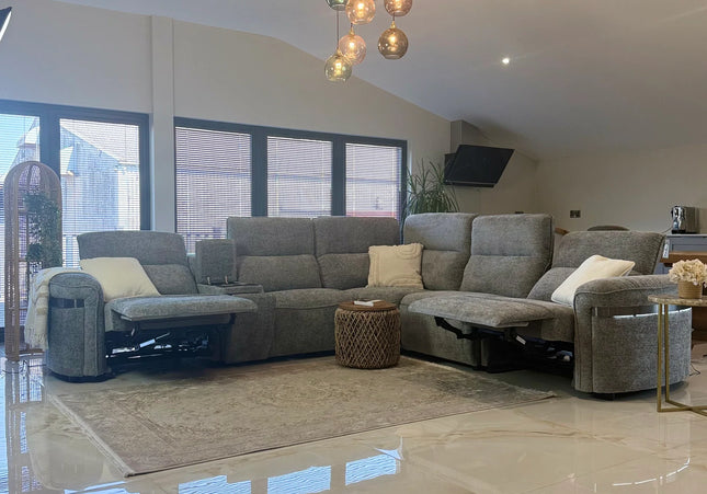 Bicester Large Electric Recliner Corner Sofa – Grey