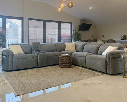Bicester Large Electric Recliner Corner Sofa – Grey