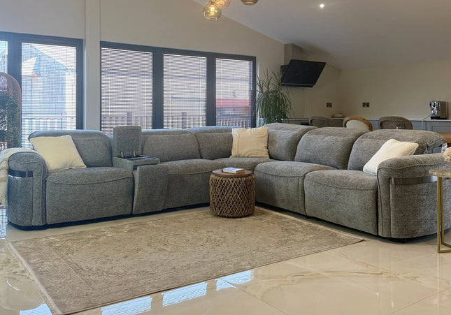 Bicester Large Electric Recliner Corner Sofa – Grey