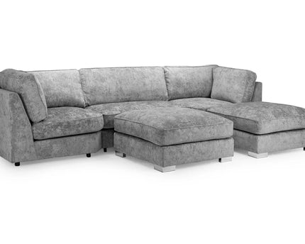 Bishop U Shape - formal Back Sofa - Platinum,  stunning platinum Chenille fabric. moveable footstool. removable cuhions