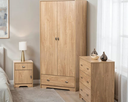 Wooden wardrobe and nightstands and a set of 3 draw's