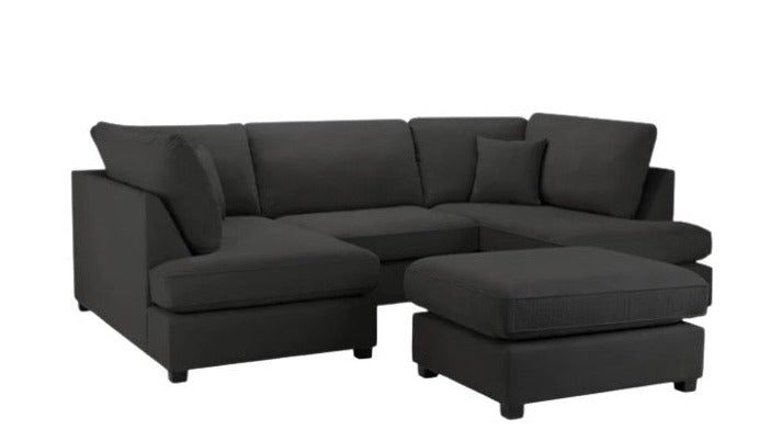 Carnaby U Shape Sofa Including Footstool - Black