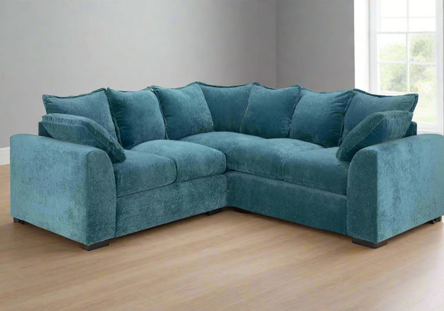 Colton Compact Corner Sofa - Teal, The soft  polyester upholstery on this corner sofa gives a touch, Seat Cushions: Removable, Back Type:  Scatter Back, Back Cushions: Removable, Foam-filled Seat Cushions.