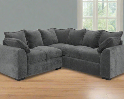 Colton Compact Corner Sofa - Grey, The soft  polyester upholstery on this corner sofa gives a touch, Seat Cushions: Removable, Back Type:  Scatter Back, Back Cushions: Removable, Foam-filled Seat Cushions.