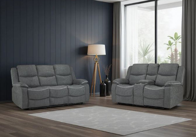 Harald Power Recliner 3+2 Sofa Set In Grey Fabric