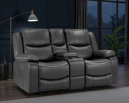 Harald Power Recliner 2 Seater Sofa In Black Leather