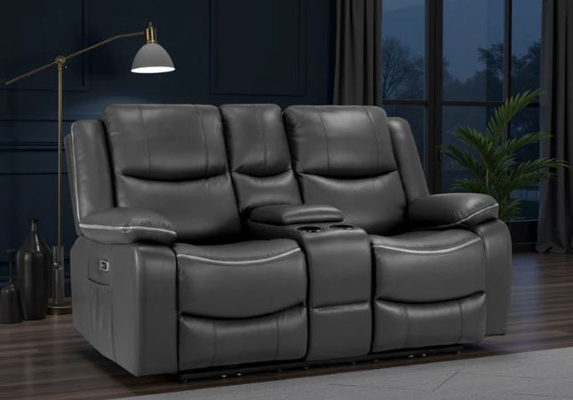 Harald Power Recliner 2 Seater Sofa In Black Leather