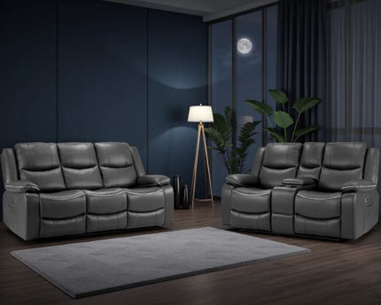 Harald Power Recliner 3+2 Sofa Set In Black Leather