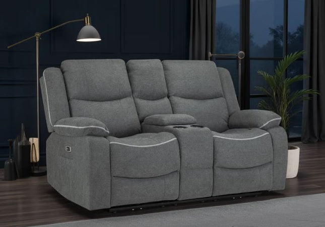 Harald Power Recliner 2 Seater Sofa In Grey Fabric