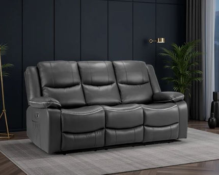 Harald Power Recliner 3 Seater Sofa In Black Leather