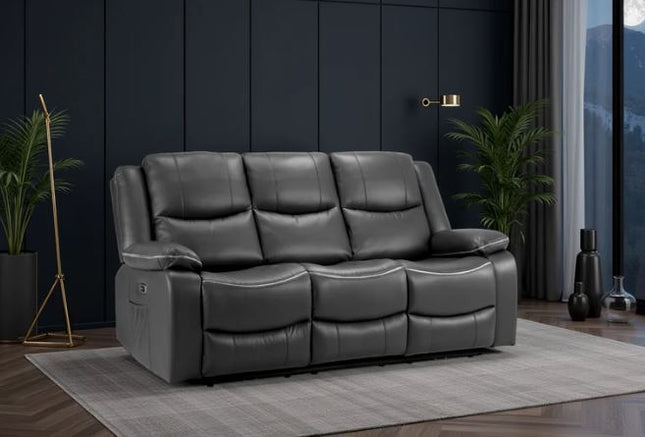 Harald Power Recliner 3 Seater Sofa In Black Leather
