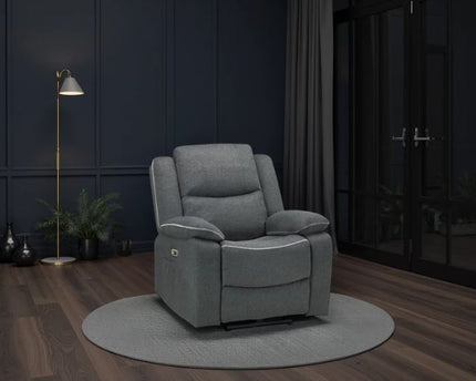 Harald Power Recliner Armchair In Grey Fabric