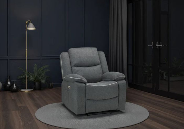 Harald Power Recliner Armchair In Grey Fabric