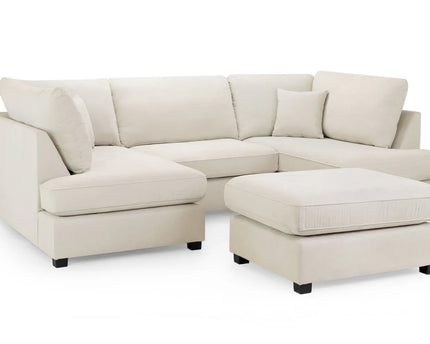 Carnaby U Shape Sofa Including Footstool - Mink, Seat Cushions: Removable, Back Cushions: Removable, Foam-filled Seat Cushions 