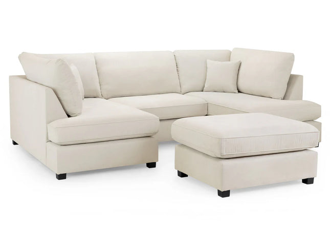 Carnaby U Shape Sofa Including Footstool - Mink, Seat Cushions: Removable, Back Cushions: Removable, Foam-filled Seat Cushions 