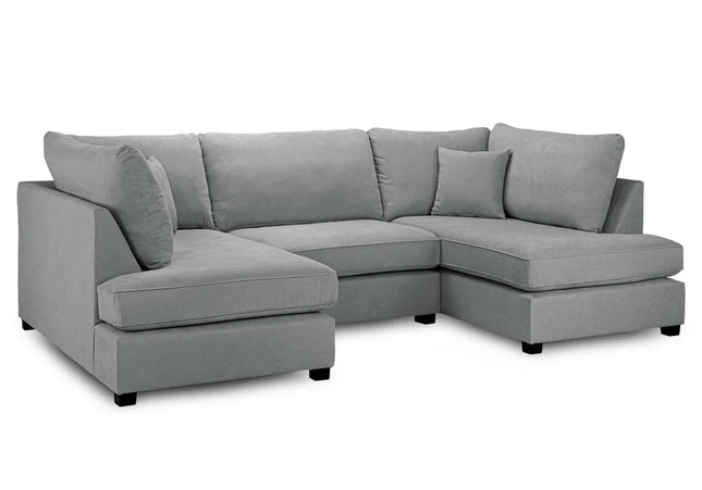 Carnaby U Shape Sofa Including Footstool - Grey, Seat Cushions: Removable, Back Cushions: Removable, Foam-filled Seat Cushions 