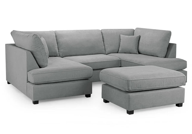 Carnaby U Shape Sofa Including Footstool - Grey, Seat Cushions: Removable, Back Cushions: Removable, Foam-filled Seat Cushions 