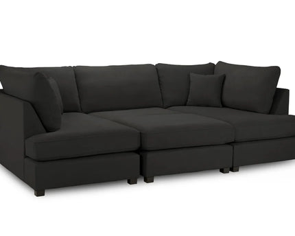 Carnaby U Shape Sofa Including Footstool - Black, Seat Cushions: Removable, Back Cushions: Removable, Foam-filled Seat Cushions