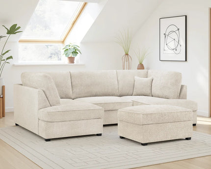 Carnaby Bouclé U-Shape Corner Sofa – Beige