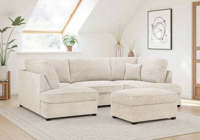 Carnaby Bouclé U-Shape Corner Sofa – Beige