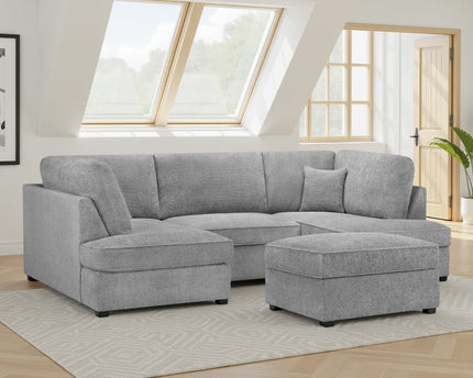 Carnaby Bouclé U-Shape Corner Sofa – Grey