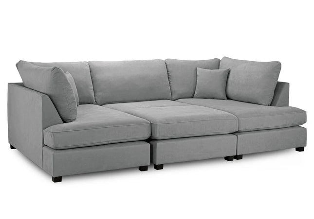 Carnaby U Shape Sofa Including Footstool - Grey, Seat Cushions: Removable, Back Cushions: Removable, Foam-filled Seat Cushions 