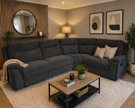 Pittsburgh Power Recliner Universal Corner Sofa In Grey