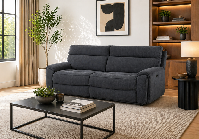 Atlanta 3 Seater Power Recliner Sofa In Grey