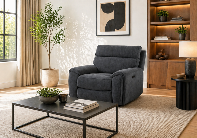 Atlanta Power Recliner Arm Chair In Grey