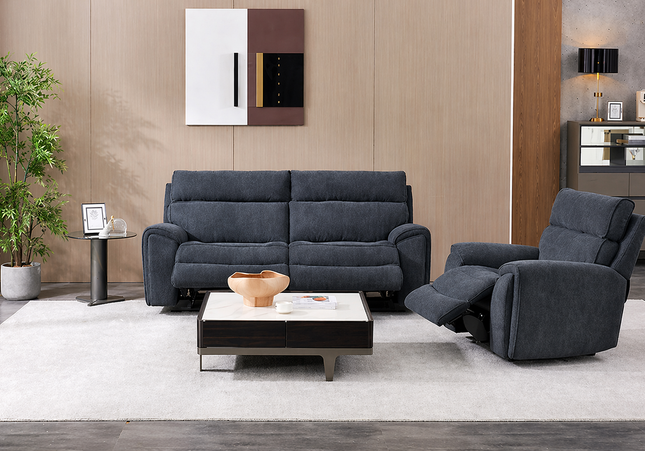 Atlanta 3+1 Seater Power Recliner Sofa Set In Grey