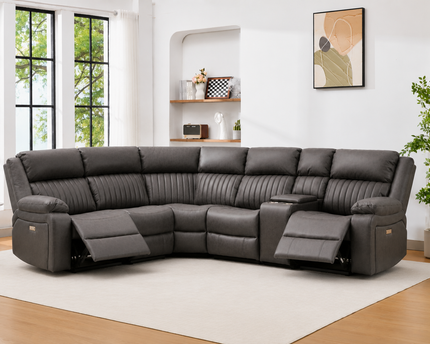 Avalon Tech Power Recliner Corner Sofa In Charcoal