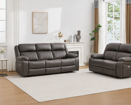 Avalon Tech 3+2 Seater Power Recliner Set In Charcoal