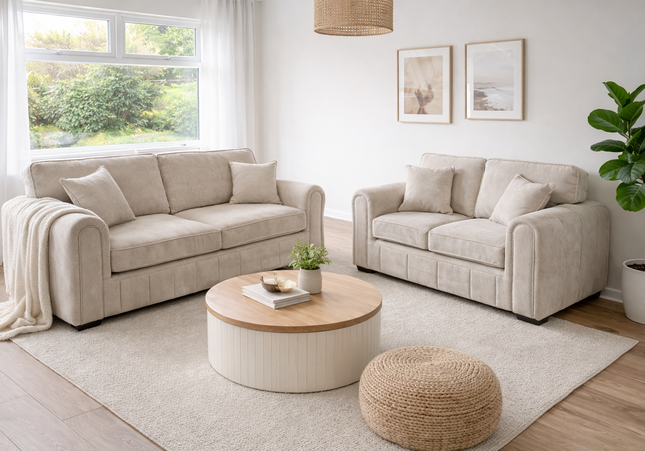 Michelle 3 & 2 Seater Sofa In Cream