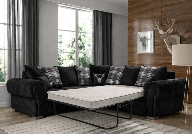 Verona 2c2 Corner Sofa Bed In Black